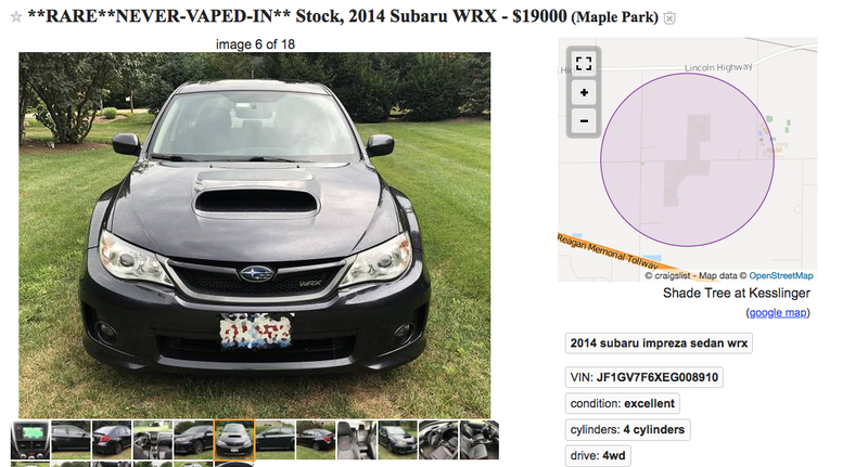 Illustration for article titled āNever Vaped Inā Is How You Must Describe a Clean Used Subaru WRX Now
